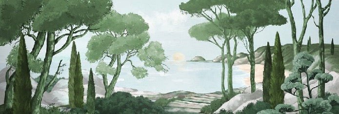 Papier peint balade dans les calanques vert, XXL, tendance