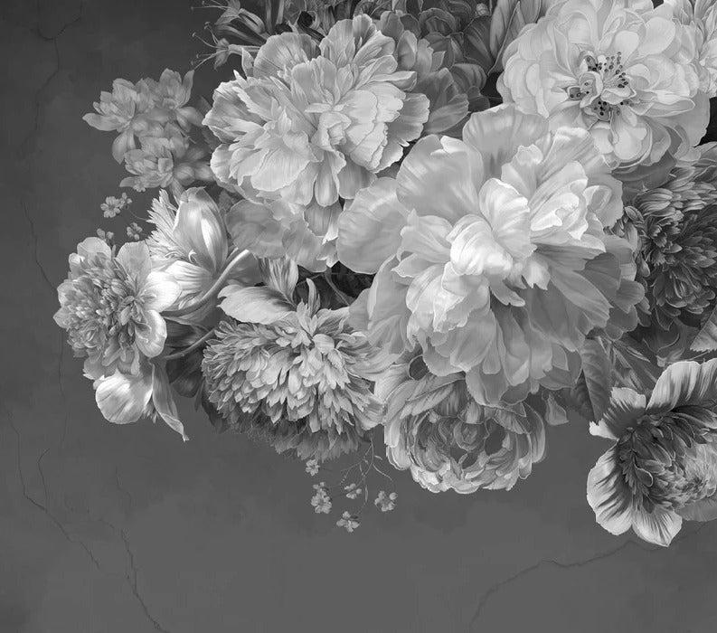 Black and white peony flower wallpaper