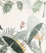 Papier peint sur mesure végétal vert jaune