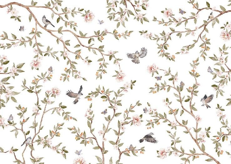 Papier peint oiseau chambre enfant