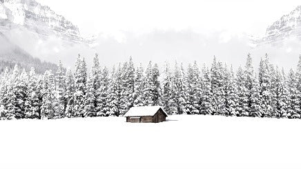 Panoramic mountain chalet wallpaper