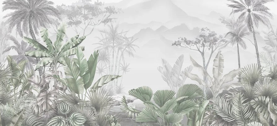 Papier peint tendance tropical vert, XXL, tendance