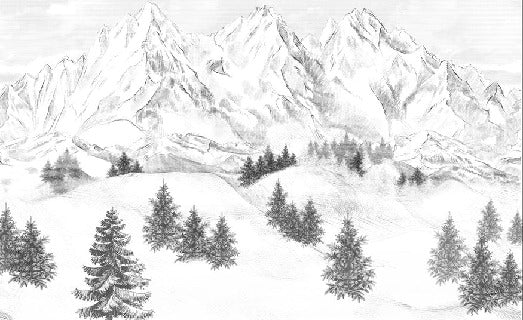 Papier peint montagne sommets de Chamonix, XXL, tendance