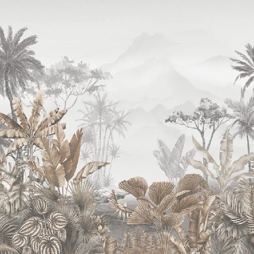 Papier peint restaurant tendance tropical sépia, XXL, tendance