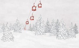 Papier peint montagne télécabine rouge