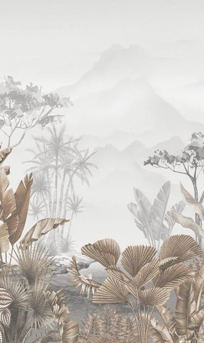 Papier peint salle de bain tendance tropical sépia, XXL, tendance