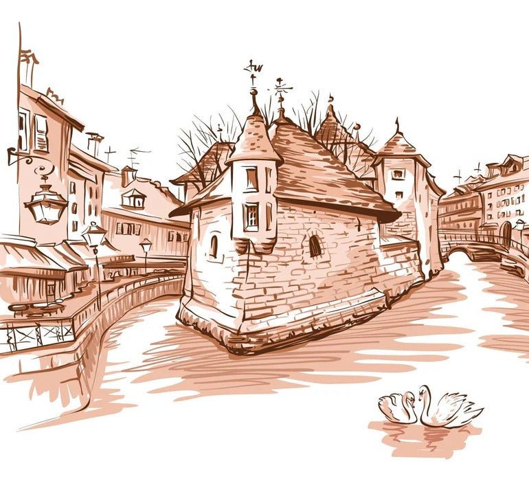 Papier peint Venise des Alpes terracotta, XXL, tendance