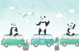 Papier peint panoramique enfant panda rigolo