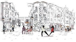 Papier peint restaurant balade parisienne, XXL, tendance