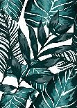 Papier peint wc intissé Feuille couleur Bleu Paon, XXL, tendance