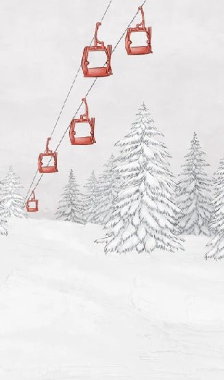 Papier peint montagne télécabine rouge