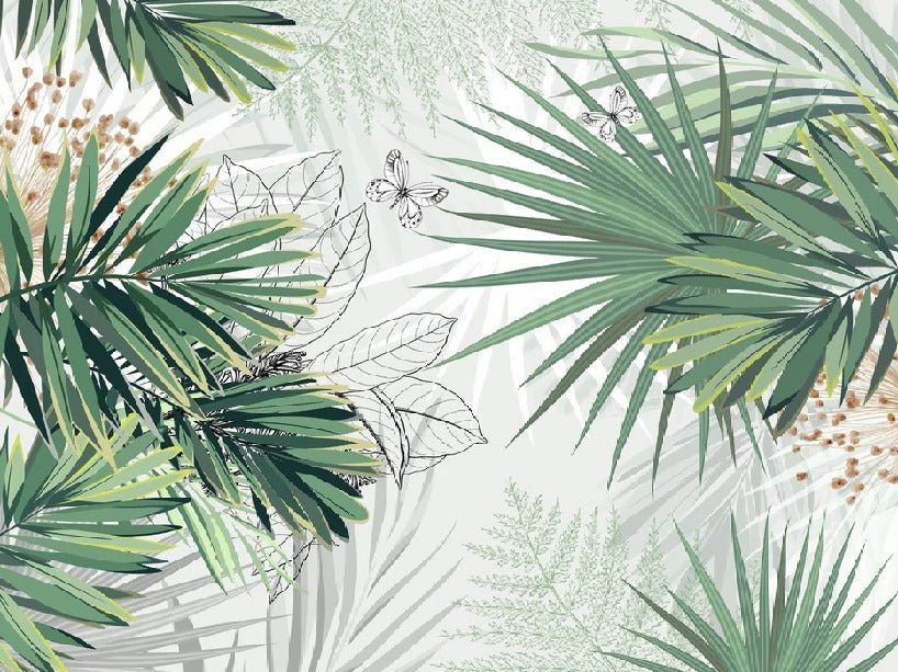 Papier peint salle de bain nature green palm