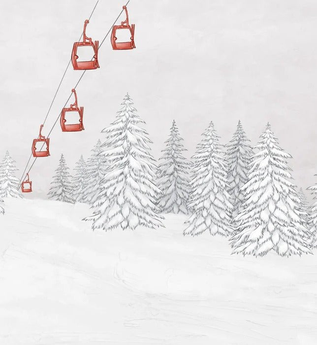 Papier peint montagne télécabine rouge
