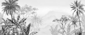 Papier peint tendance tropical noir et blanc, XXL, tendance
