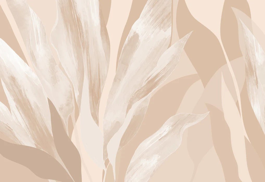 Papier peint étoffe florale beige, XXL, tendance