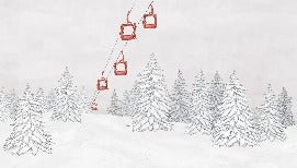 Papier peint montagne télécabine rouge