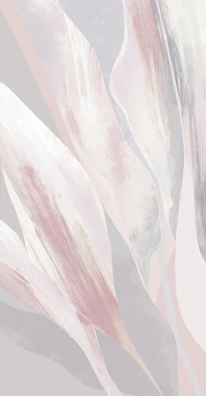 Papier peint étoffe florale rose poudré