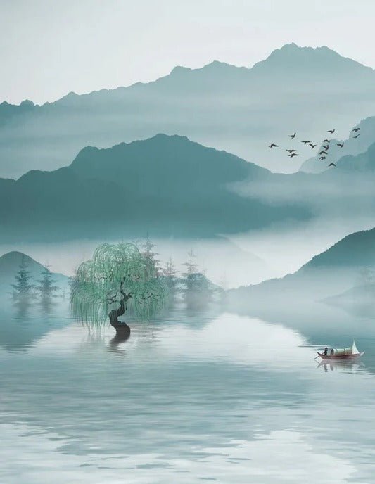 Papier peint entre montagne et lac, XXL, tendance