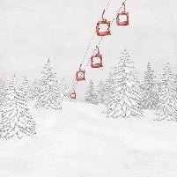 Papier peint montagne télécabine rouge