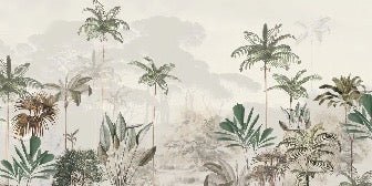 Panoramic jungle eden green wallpaper