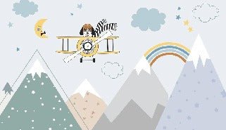 Children's blue Scandinavian mountain wallpaper