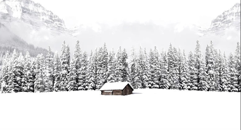 Papier peint panoramique chalet en montagne