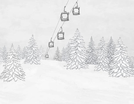 Papier peint montagne télécabine noir & blanc