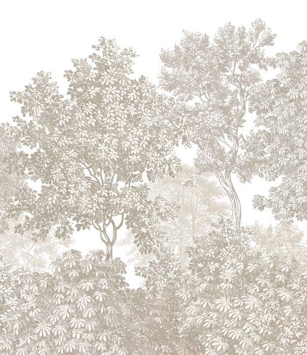 Papier peint paysage forêt gravure beige, XXL, tendance