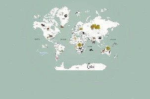 Papier peint Carte du monde en Francais enfant vert, XXL, tendance