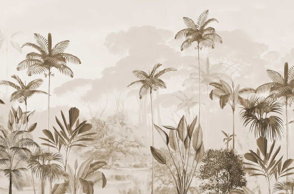 Panoramic jungle eden sepia wallpaper