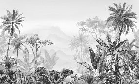 Papier peint tendance tropical noir et blanc