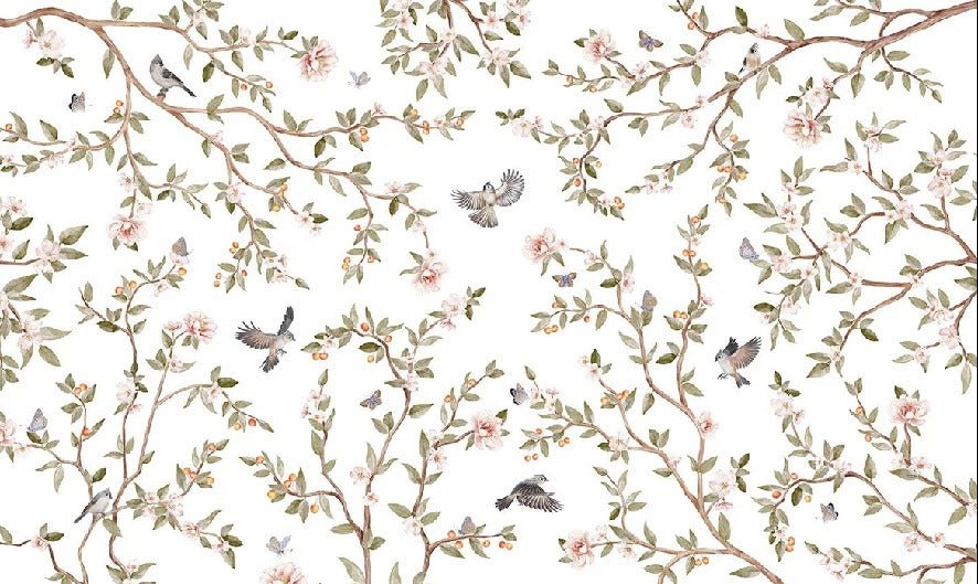 Papier peint oiseau chambre enfant