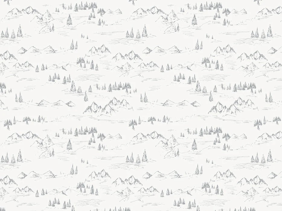 Papier peint illustration montagne et sapin
