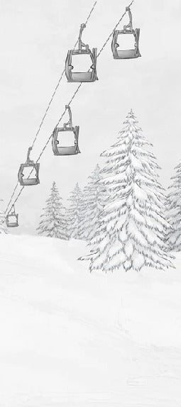 Papier peint montagne télécabine noir & blanc
