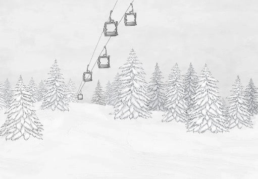 Papier peint montagne télécabine noir & blanc
