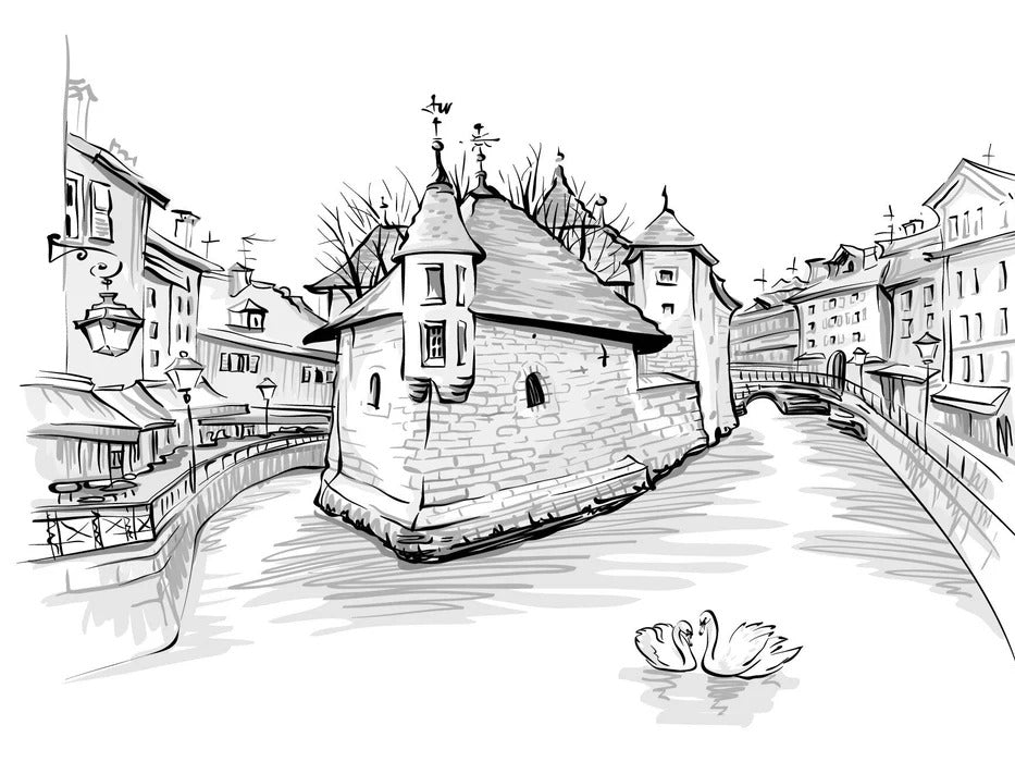 Black and white Venice of the Alps wallpaper