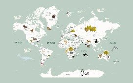 Papier peint Carte du monde en Francais enfant vert, XXL, tendance
