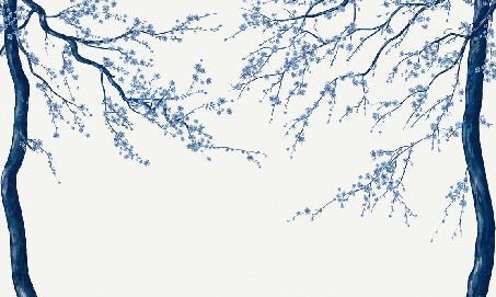 Papier peint panoramique fleur Sakura blanc