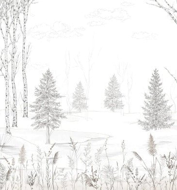 Papier peint noir et blanc douceur des bois
