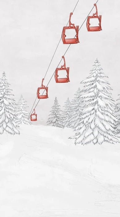 Papier peint montagne télécabine rouge