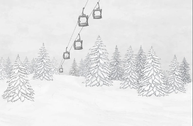 Black & white gondola mountain wallpaper