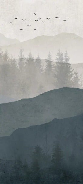 Papier peint panorama nature noir et blanc