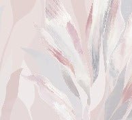 Papier peint étoffe florale rose poudré