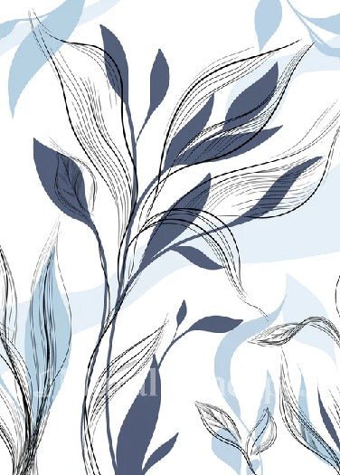Blue graphic flower wallpaper