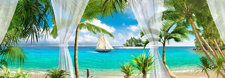 Papier peint salle de bain Windows Sea