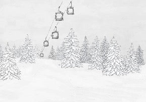 Papier peint montagne télécabine noir & blanc