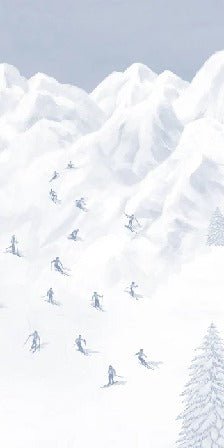 Papier peint montagne skieurs bleu