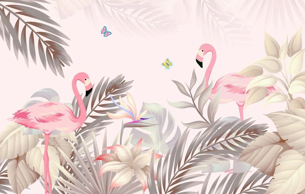 Papier peint Palm & Flamant Rose