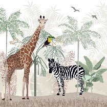 Children's savannah animals wallpaper
