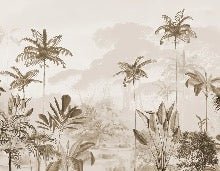 Panoramic jungle eden sepia wallpaper